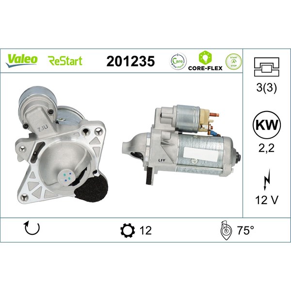 Startmotor 12V Valeo 201235 VALEO