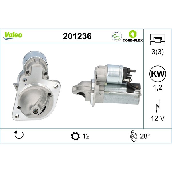 Startmotor 12V Valeo 201236 VALEO
