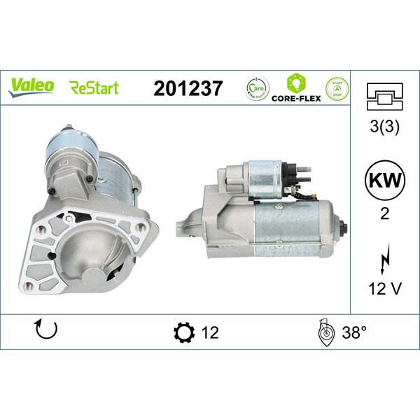 Startmotor 12V Valeo 201237 VALEO