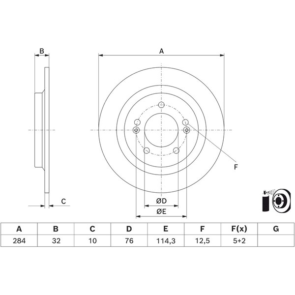 Bromsskiva Solid, Bakaxel Bosch 0 986 479 J22 BOSCH