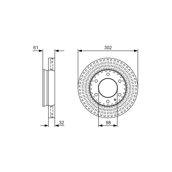Bromsskiva Ventilerad, Framaxel Bosch 0 986 479 V32 BOSCH