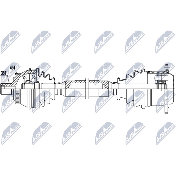 Drivaxel, framaxel höger Nty NPW-AU-063 NTY
