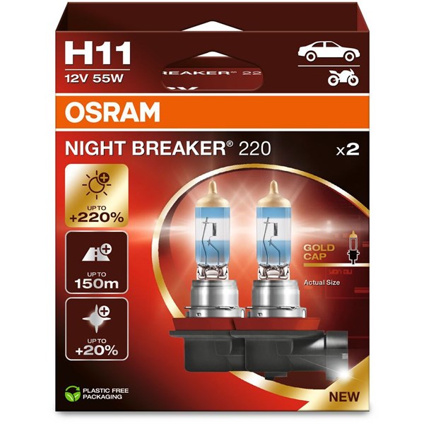 Glödlampa, Osram NIGHT BREAKER 220 PGJ19-2, H11 OSRAM