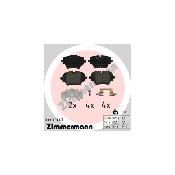 Bromsbeläggsats, Framaxel Zimmermann 25617.185.2 ZIMMERMANN