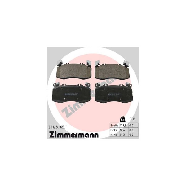 Bromsbeläggsats, Framaxel Zimmermann 26128.165.1 ZIMMERMANN