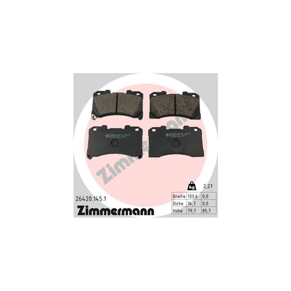 Bromsbeläggsats, Framaxel Zimmermann 26420.145.1 ZIMMERMANN