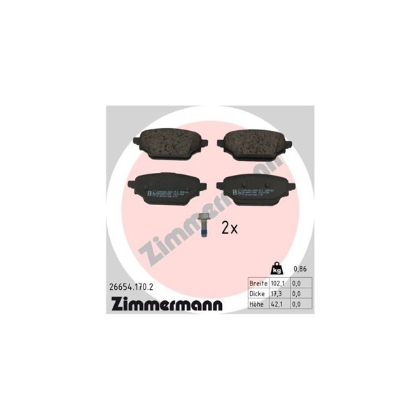 Bromsbeläggsats, Bakaxel Zimmermann 26654.170.2 ZIMMERMANN Bromsbeläggsats, Bakaxel Zimmermann 26654.170.2 ZIMMERMANN
