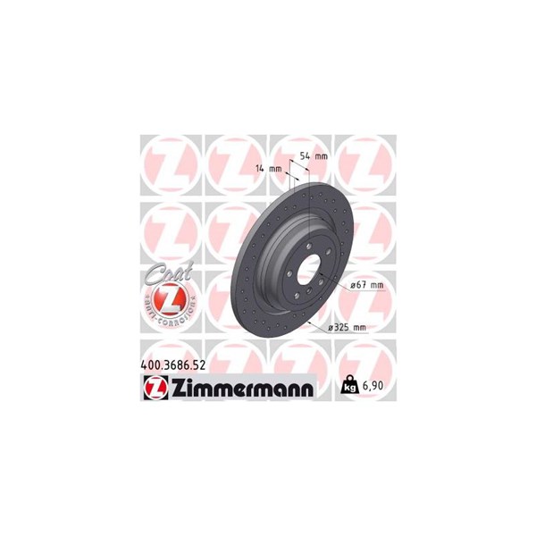 Bromsskiva Solid, Bakaxel Zimmermann 400.3686.52 ZIMMERMANN