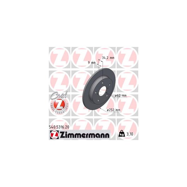 Bromsskiva Solid, Bakaxel Zimmermann 540.5316.20 ZIMMERMANN Bromsskiva Solid, Bakaxel Zimmermann 540.5316.20 ZIMMERMANN
