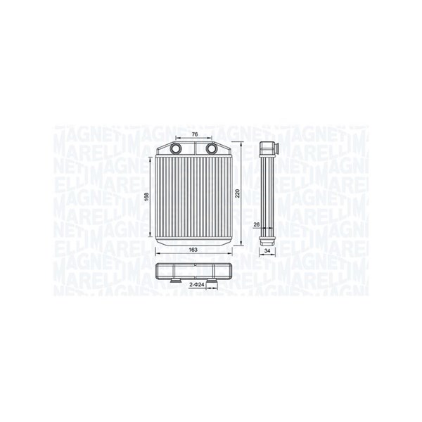 Värmeväxlare, kupévärme Magneti marelli 350218516000 MAGNETI MARELLI