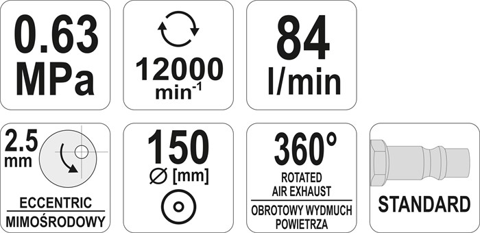 Excenterslip (tryckluft), Universal Yato