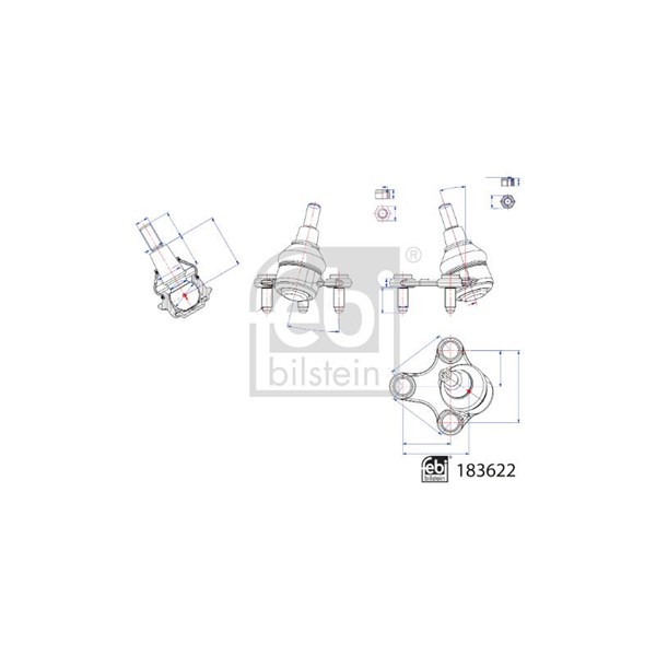Kulled / Spindelled, framaxel vänster Febi bilstein 183622 FEBI BILSTEIN