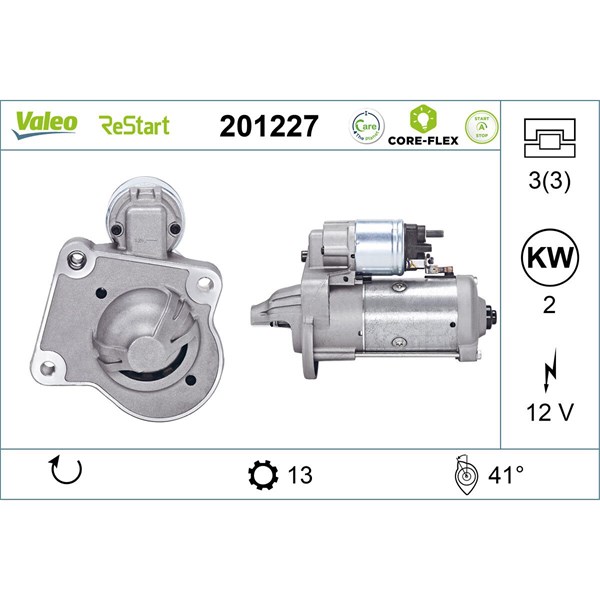 Startmotor 12V Valeo 201227 VALEO