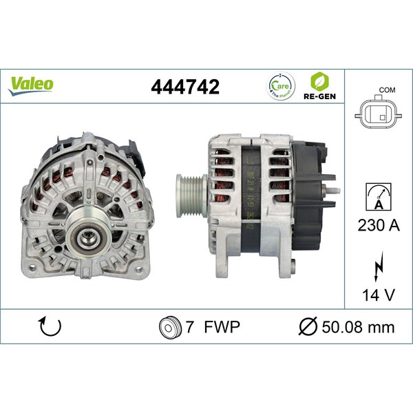 Generator 14V 230A Valeo 444742 VALEO Generator 14V 230A Valeo 444742 VALEO