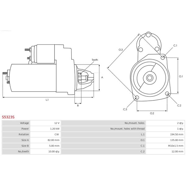 Startmotor 12V As-pl S5323S AS-PL