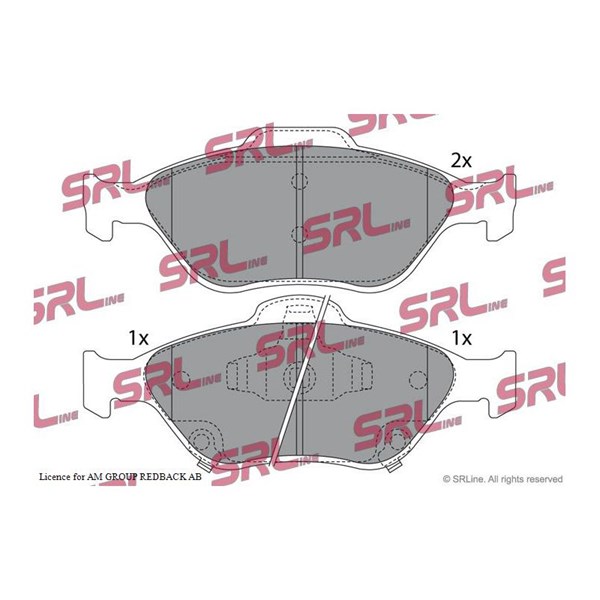Bromsbeläggsats, Framaxel, Bakaxel Srline S70-0315 SRLine