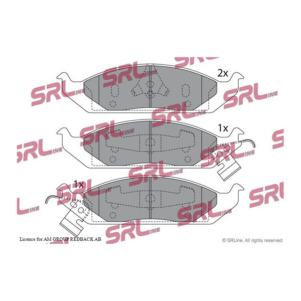 Bromsbeläggsats, Framaxel, Bakaxel Srline S70-0432 SRLine