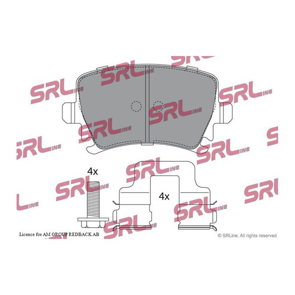 Bromsbeläggsats, Bakaxel Srline S70-1090 SRLine
