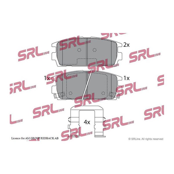Bromsbeläggsats, Bakaxel Srline S70-1464 SRLine