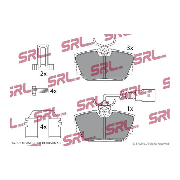 Bromsbeläggsats, Bakaxel Srline S70-1500 SRLine