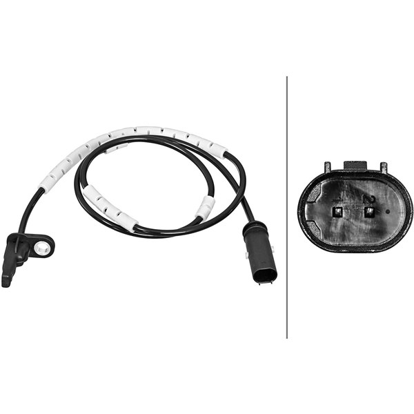 ABS-givare, Sensor, hjulvarvtal, Bakaxel Hella 6PU 358 217-171 HELLA