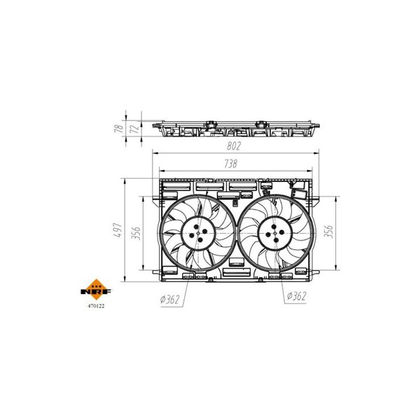 Fläkt, kylare, Vänster, Höger Nrf 470122 NRF Fläkt, kylare, Vänster, Höger Nrf 470122 NRF