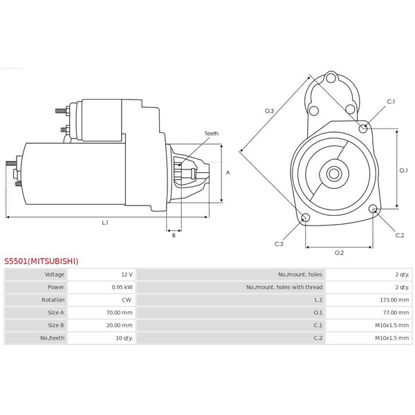 Startmotor 12V As-pl S5501(MITSUBISHI) AS-PL