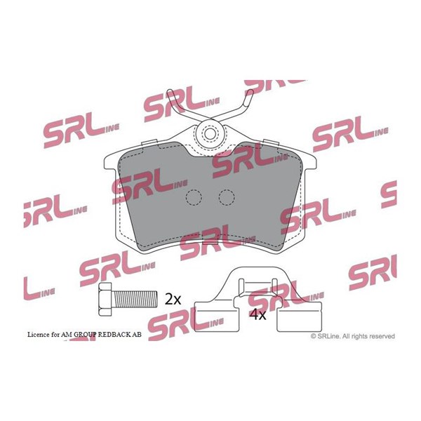 Bromsbeläggsats, Bakaxel Srline S70-1001 SRLine