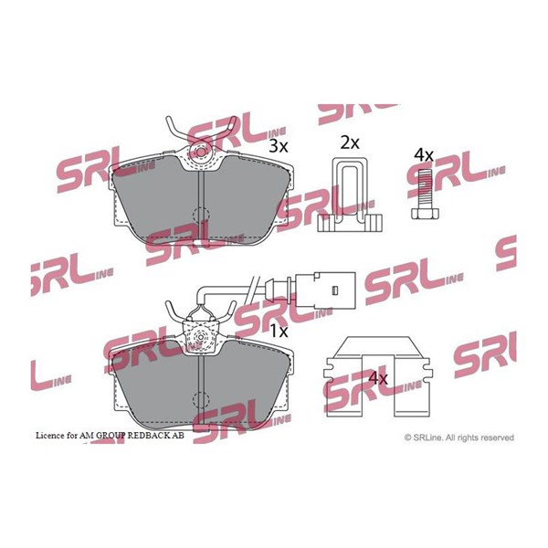 Bromsbeläggsats, Bakaxel Srline S70-1345 SRLine