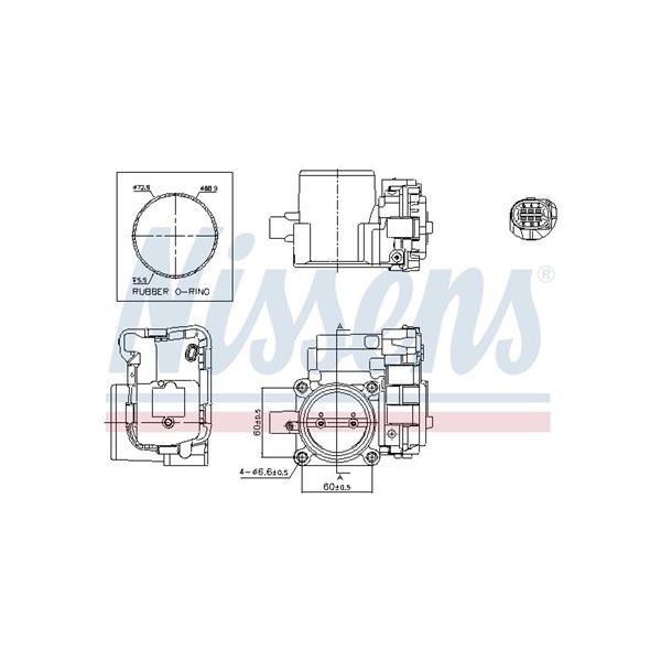 Gasspjäll/Spjällhus 12V Nissens 955054 NISSENS