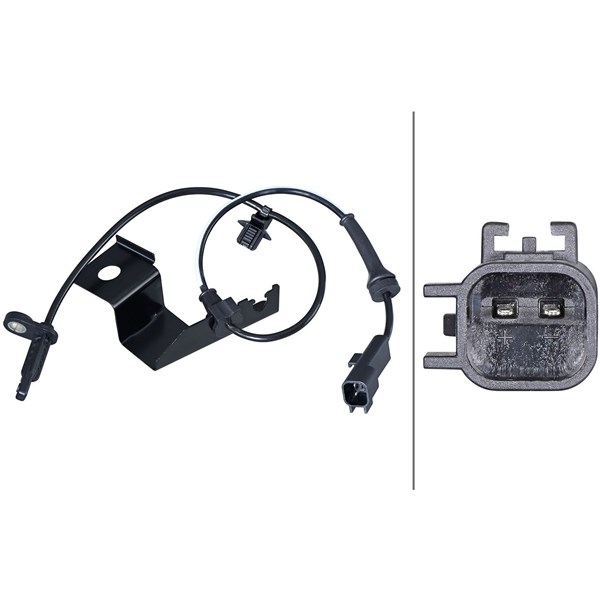 ABS-givare, Sensor, hjulvarvtal, framaxel vänster Hella 6PU 358 2 HELLA