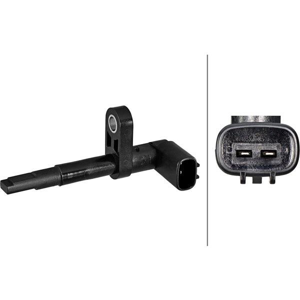 ABS-givare, Sensor, hjulvarvtal, Bakaxel vänster Hella 6PU 358 21 HELLA
