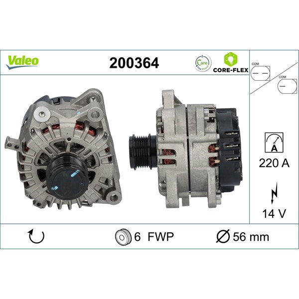 Generator 14V 220A Valeo 200364 VALEO