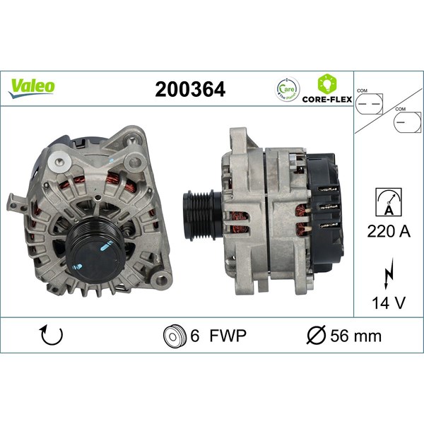 Generator 14V 220A Valeo 200364 VALEO