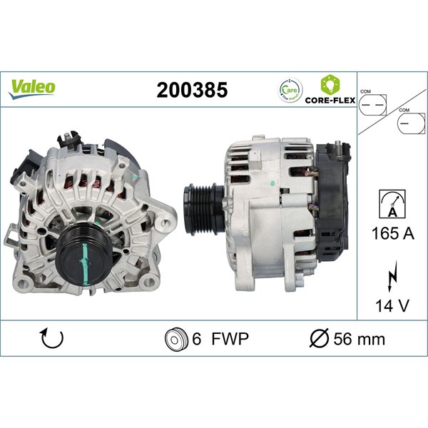 Generator 14V 165A Valeo 200385 VALEO