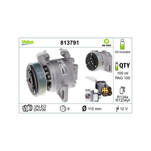 Kompressor, klimatanläggning 12V Valeo 813791 VALEO