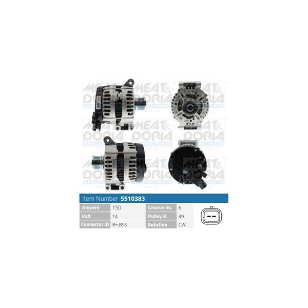 Generator 14V 150A Meat & doria 5510383 MEAT & DORIA
