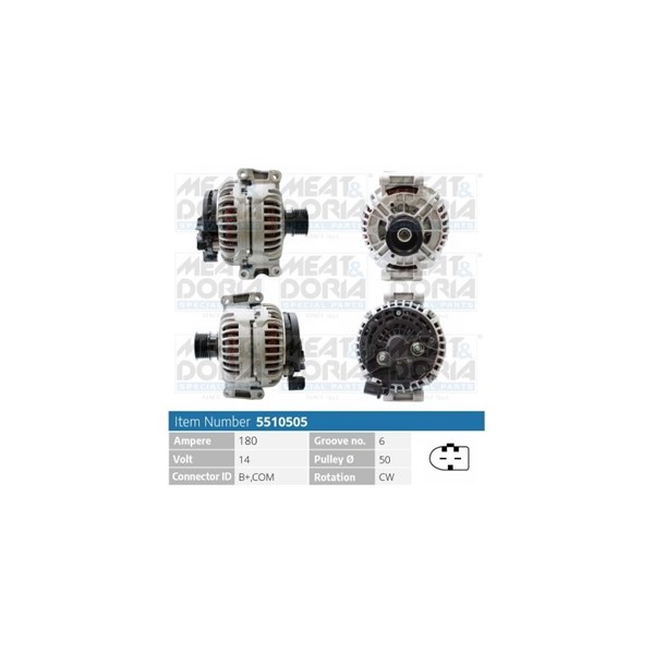 Generator 14V 180A Meat & doria 5510505 MEAT & DORIA