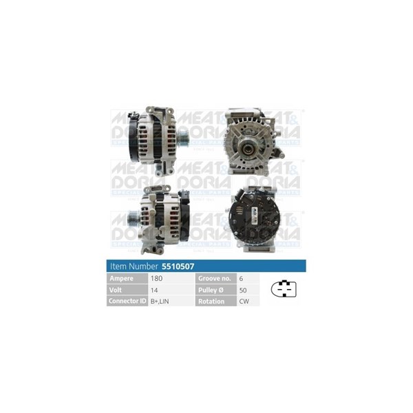 Generator 14V 180A Meat & doria 5510507 MEAT & DORIA