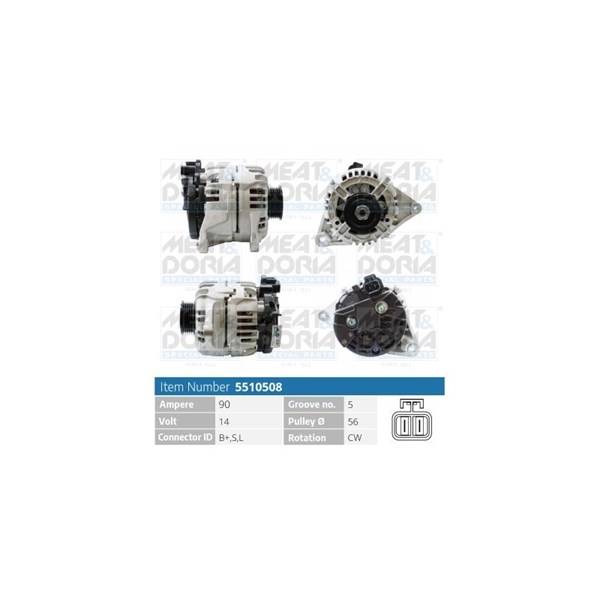 Generator 14V 90A Meat & doria 5510508 MEAT & DORIA