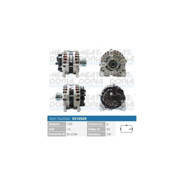 Generator 14V 150A Meat & doria 5510509 MEAT & DORIA
