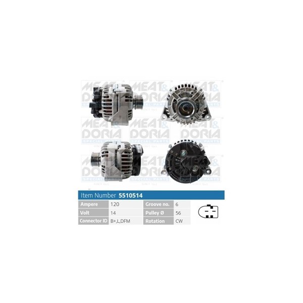 Generator 14V 120A Meat & doria 5510514 MEAT & DORIA