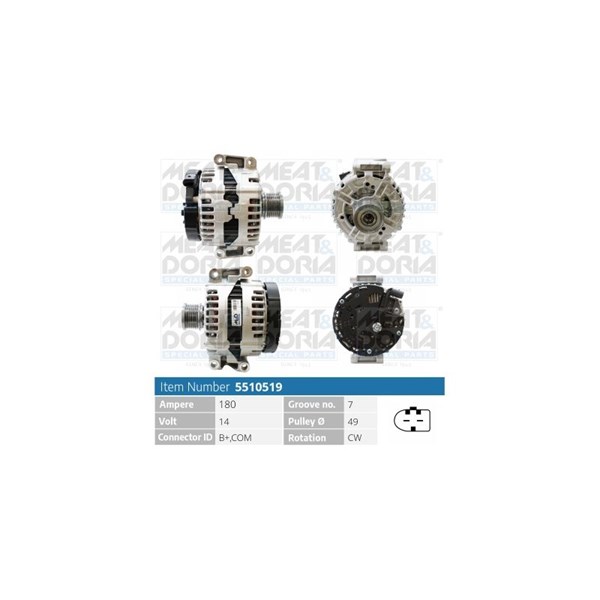 Generator 14V 180A Meat & doria 5510519 MEAT & DORIA