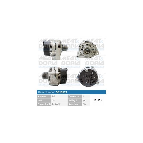 Generator 14V 90A Meat & doria 5510521 MEAT & DORIA