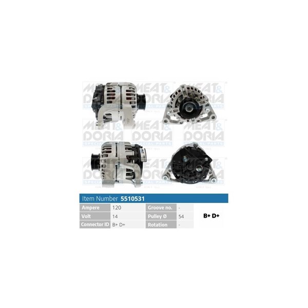 Generator 14V 120A Meat & doria 5510531 MEAT & DORIA
