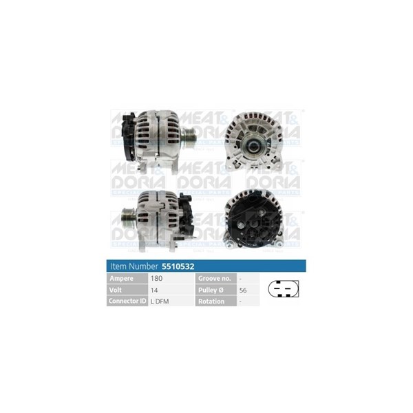 Generator 14V 180A Meat & doria 5510532 MEAT & DORIA