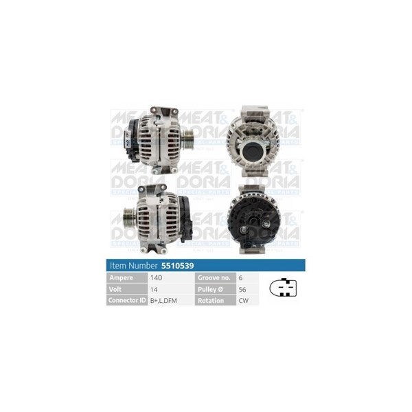Generator 14V 140A Meat & doria 5510539 MEAT & DORIA
