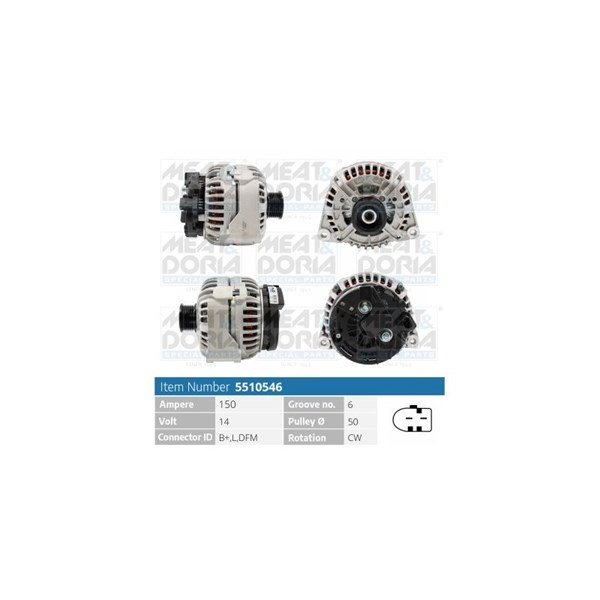 Generator 14V 150A Meat & doria 5510546 MEAT & DORIA