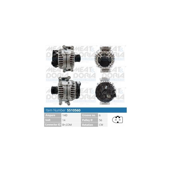 Generator 14V 140A Meat & doria 5510560 MEAT & DORIA