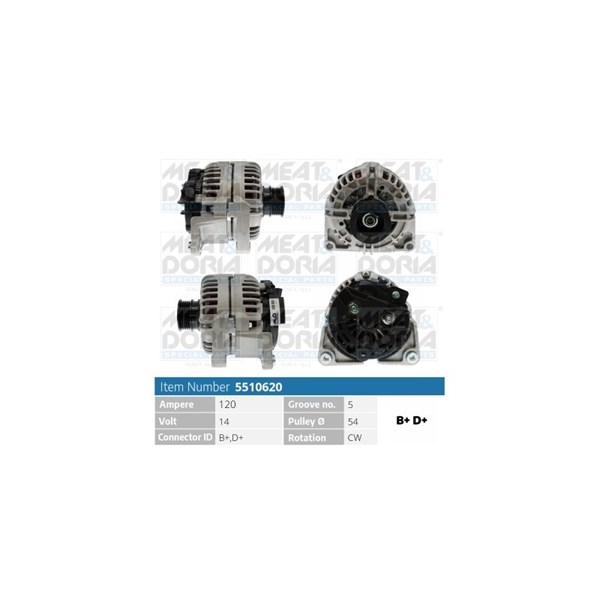 Generator 14V 120A Meat & doria 5510620 MEAT & DORIA